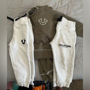 True religion sweatsuit and two pairs of sweatpants size 2t